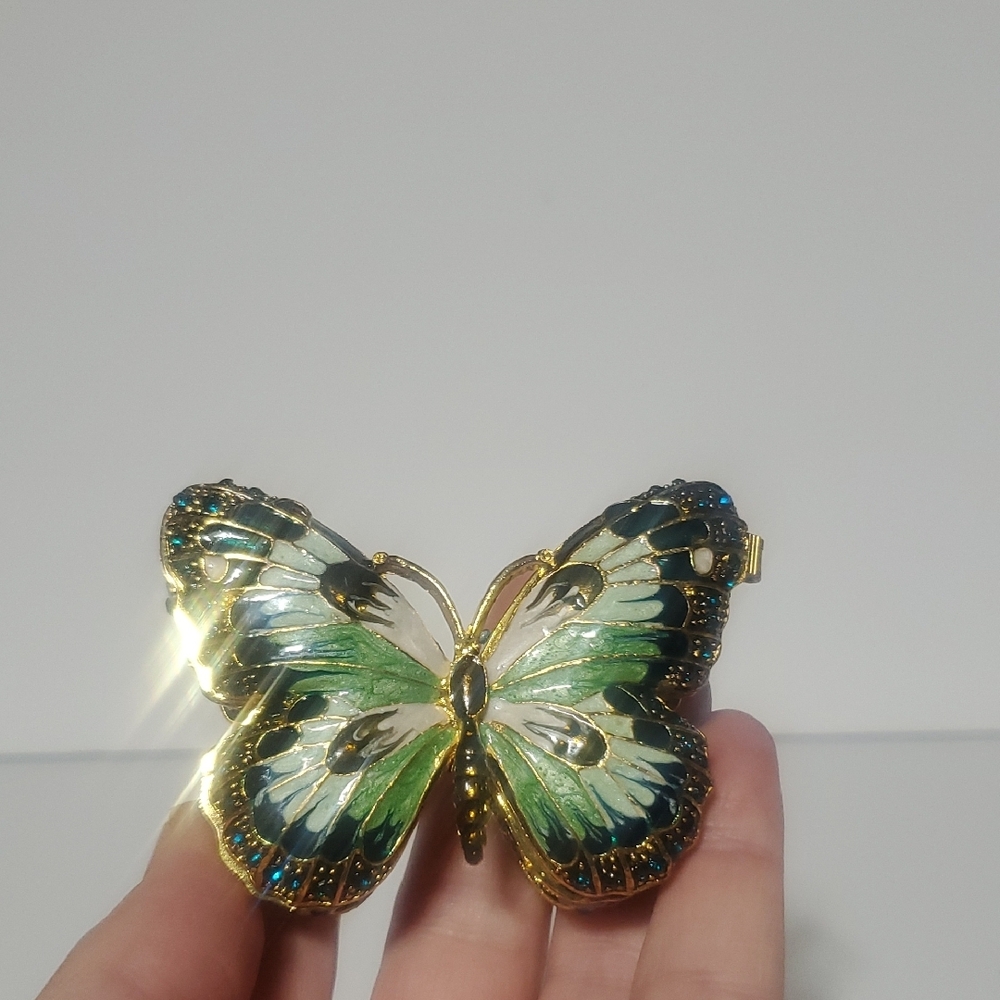 Gold and Green Butterfly Trinket Box - Picture 4 of 7